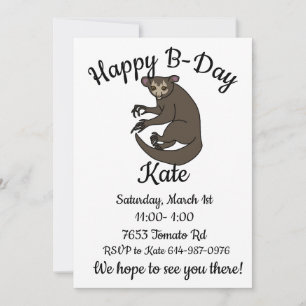 Convite Feliz B-day Aye aye Lemur