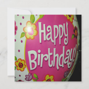 Convite Feliz Balão de Aniversário com Flores, Design de B