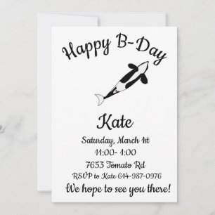 Convite Feliz baleia Orca B-day