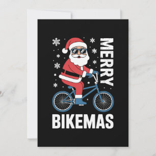 Convite Feliz Bikemas Papai Noel Andando de Bicicleta Floc