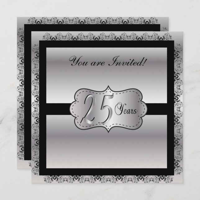 Convite Feliz Bodas de Prata 25 Anos (Frente/Verso)