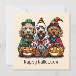 Convite Feliz Cachorro de Goldendoodle de Halloween