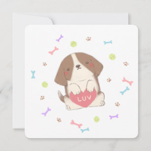 Convite Feliz Cachorro Feliz com Ilustração LUV