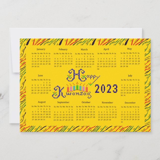 Convite Feliz Calendário de Mão do Kwanzaa (Frente)