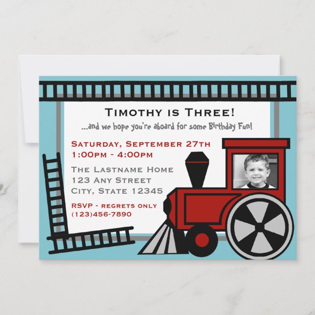 Convite Feliz Caminho-de-Ferro Convite/ Vermelho (Frente)