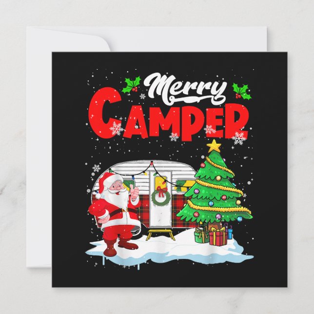 Convite Feliz Camper Papais noeis de Natal Acampamento Cam (Frente)