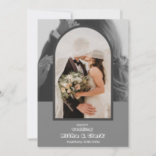 Convite Feliz casamento em cinzas simples