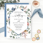 Convite Feliz Casamento Floral Dusty Azul e Verde<br><div class="desc">Aprecie seus convidados com este elegante convite floral de aquarela. Convite mostrando seus detalhes de casamento em uma estrutura geométrica cercada por delicada folhagem de cor d'água pintada com a mão e detalhes de flores delicadas em uma combinação graciosa de pincel, rosa pincel, marfim, rosa empoeirado, azul empoeirado e tons...</div>