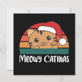 Convite Feliz Catmas Engraçado Gato Convocação de Canhoto 