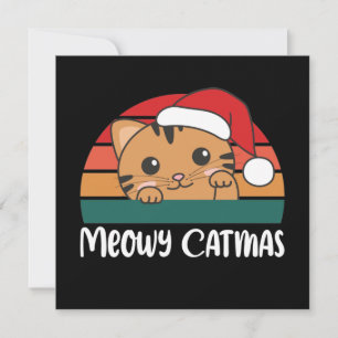 Convite Feliz Catmas Engraçado Gato Convocação de Canhoto