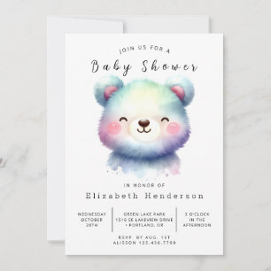 Convite Feliz Chá de fraldas de Urso Editável