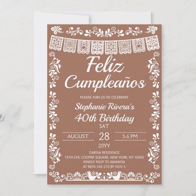 Convite Feliz Cumpleaños de Terracota 40º Aniversário  (Frente)