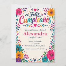 Feliz Cumpleaños Floral Fiesta Personalizado Espan
