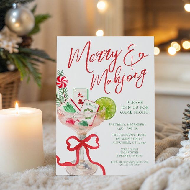 Convite Feliz de Aquarela Mahjong - Partido dos Cocktail d (Criador carregado)