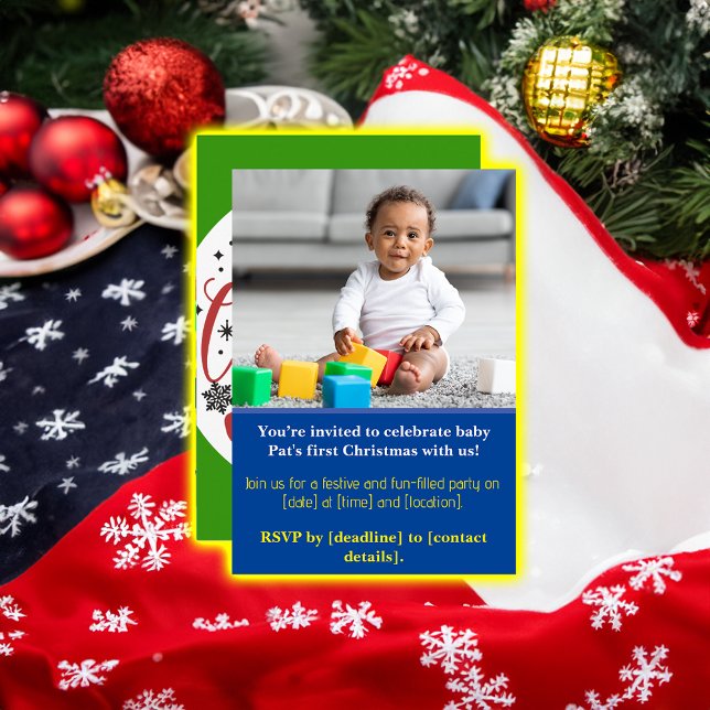 Convite Feliz de Bebê Snowman Primeira Foto Única de Natal (Criador carregado)