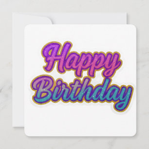 Convite Feliz Design de Tipografia de Aniversário em Rosa,
