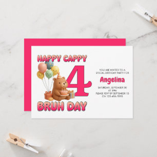 Convite FELIZ DIA CAPPY BRUH Personalizado Capivara 4º Ani