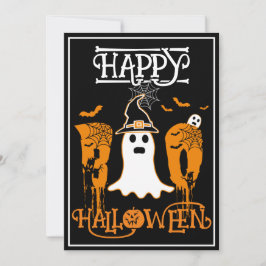 CONVITE FELIZ DIA DAS BRUXAS BOO GHOST BRANCO FESTA ASSUST