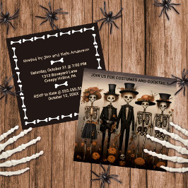 Convite Feliz Dia das Bruxas da Família Skeleton assustado