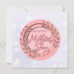Convite Feliz Dia das Mães Floral Rosa Elegante Moderno