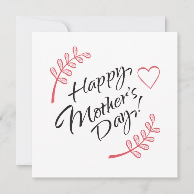 Convite Feliz Dia das Mães Lindas Flores Caligrafia (Frente)