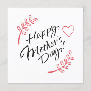 Convite Feliz Dia das Mães Lindas Flores Caligrafia