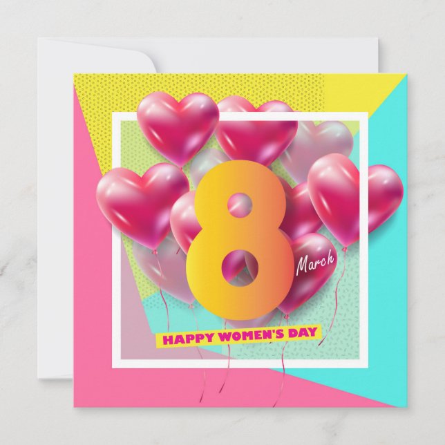 Convite Feliz dia das mulheres! Feriado Internacional de 8 (Frente)