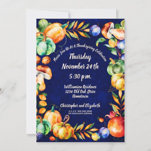 Convite Feliz Dia de Ação de Graças Celebração de Colheita (Frente)