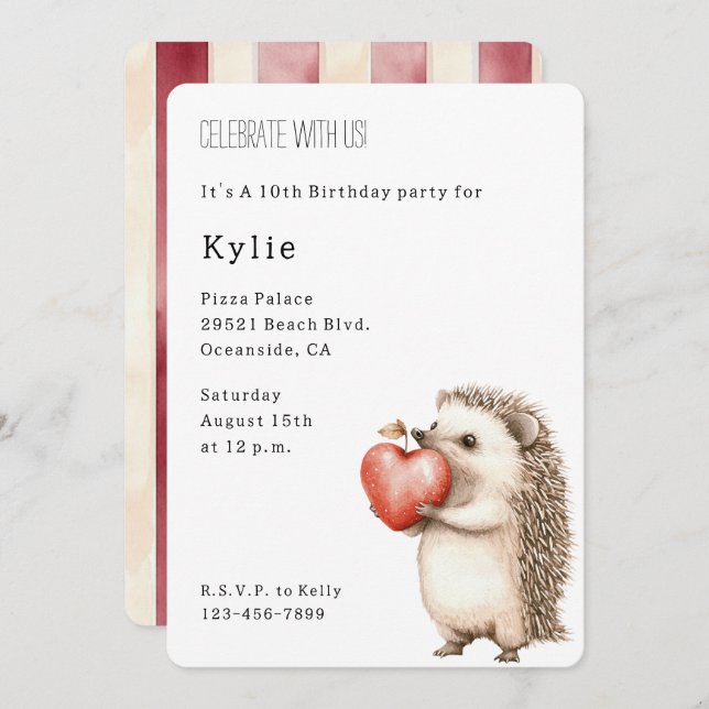 Convite Feliz Dia de Aniversário do Coração Animal (Frente/Verso)