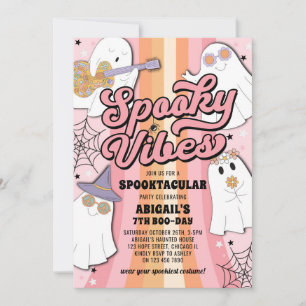 Convite Feliz Dia de Aniversário do Halloween Spooky Vibes