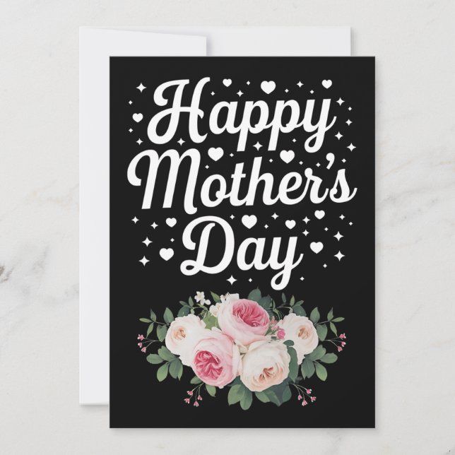 Convite Feliz Dia de as mães, Bela Floral Mãe Mulher Avó (Frente)