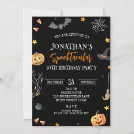 Convite Feliz Dia de Halloween 10º Aniversário, Criança An