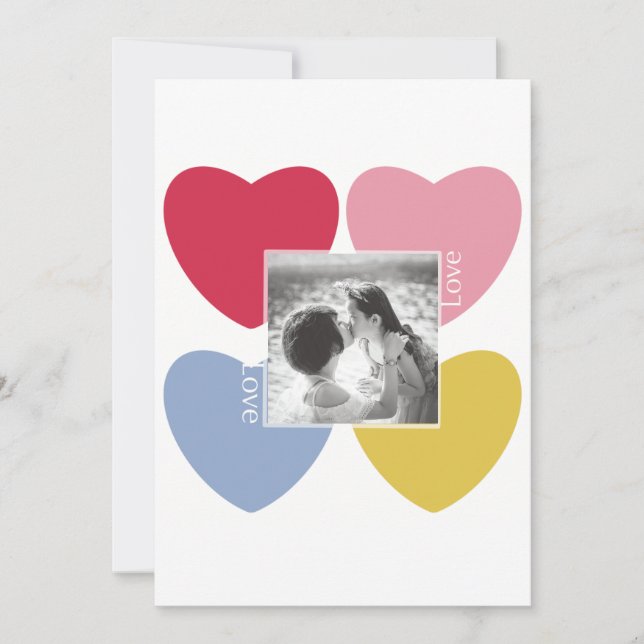 Convite Feliz dia de os namorados - colagem de fotos perso (Frente)