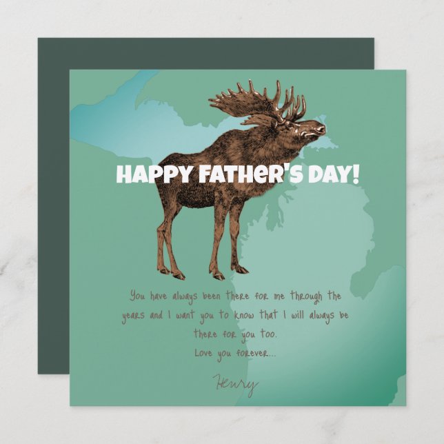 Convite Feliz Dia de os pais Michigan Moose (Frente/Verso)