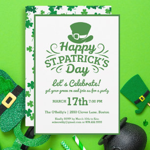 Convite Feliz Dia de São Patrício do Partido Leprechaun 