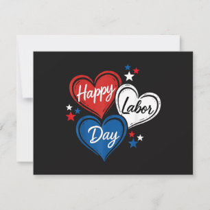 Convite Feliz Dia do Trabalhador Corações Patrióticos Verm