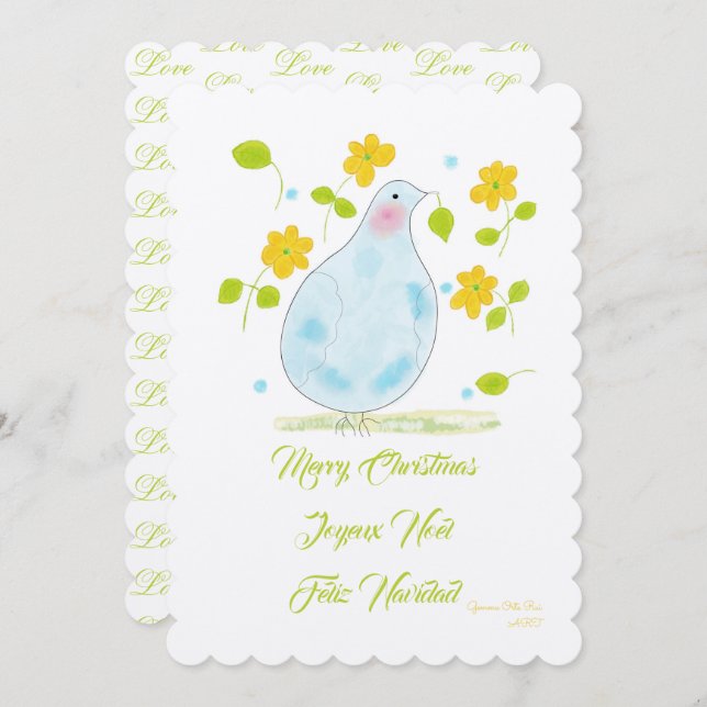 Convite Feliz Dove de Natal (Frente/Verso)