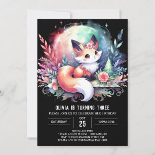 Convite Feliz Dreamy Fox Birthday digital