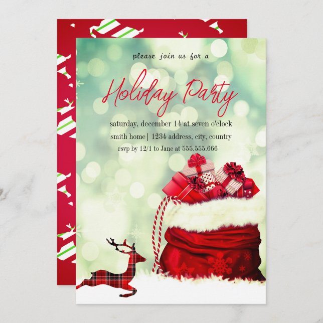 Convite Feliz e abençoado comemoração de Natal (Frente/Verso)