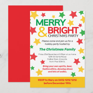 Convite Feliz e Bright Festa de Natal amarela