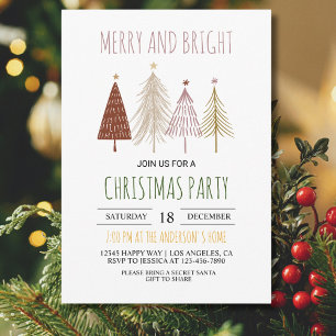 Convite Feliz e Bright Festa de Natal Chá de fraldas Festi