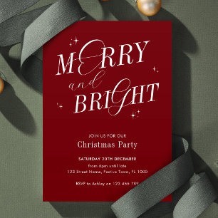 Convite Feliz e Bright Red Elegante Script Moderno Natal