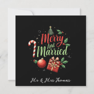 Convite Feliz e casado celebrando seu primeiro Natal