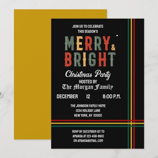 Convite Feliz E Feliz Festa De Natal (Frente/Verso)