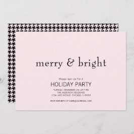 Convite Feliz e Natal Brilhante, rosa e feriado preto