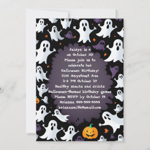 Convite Feliz Fantasmas Halloween Aniversário