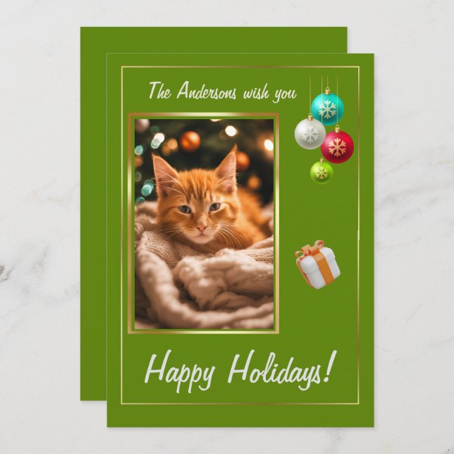 Convite Feliz feriado, gatinho bonito. (Frente/Verso)