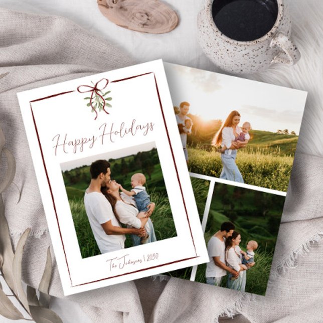 Convite Feliz Feriados Vermelho Arco Desenho da Mão Invern (Criador carregado)