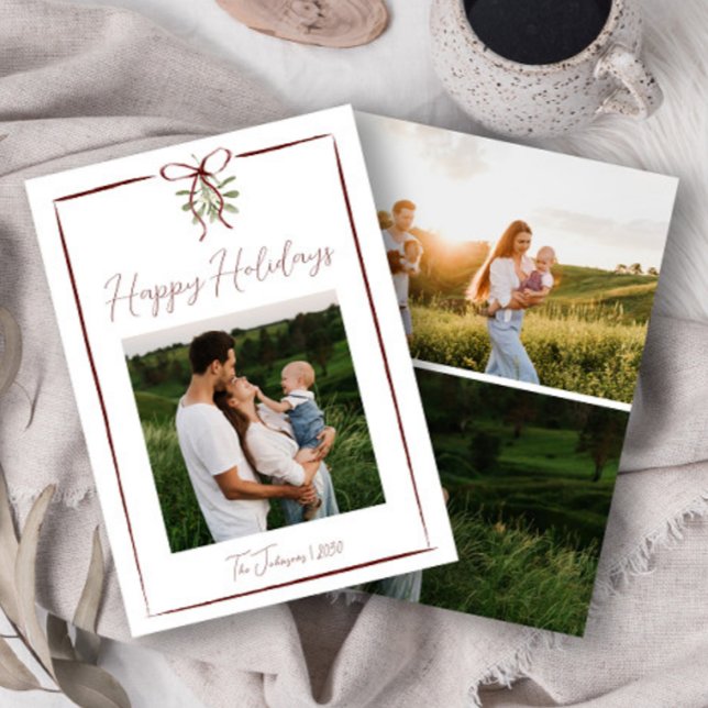 Convite Feliz Feriados Vermelho Arco Desenho da Mão Invern (Criador carregado)