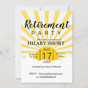 Convite Feliz festa de retirada de raios solares amarelos